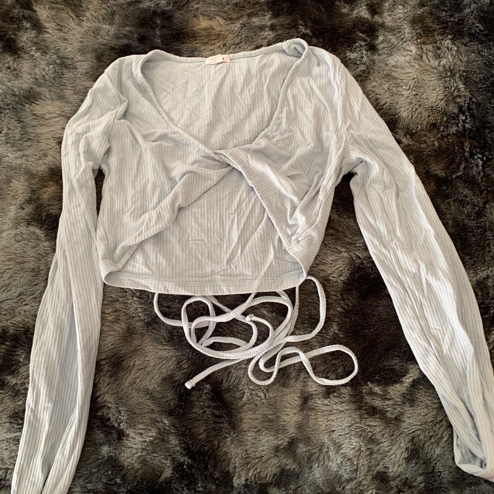 Elegant Light blue Wrap Top